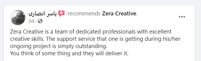 Clients & Testimonials - yasir review - Zera Creative