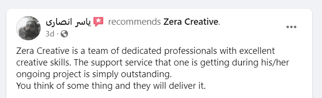 Testimonials - yasir review - Zera Creative