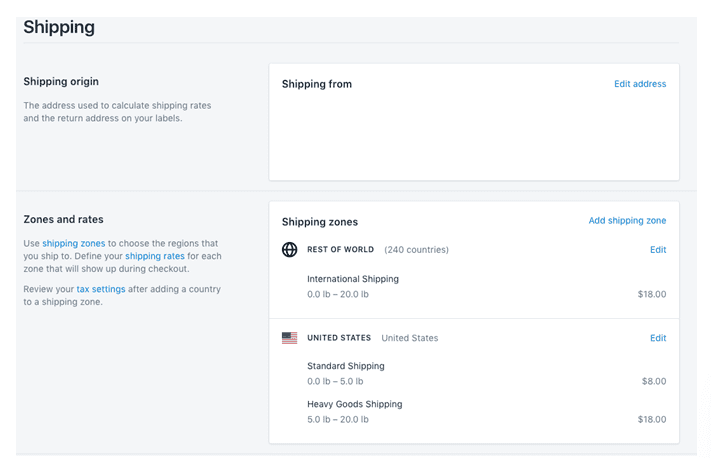 shopify shipping